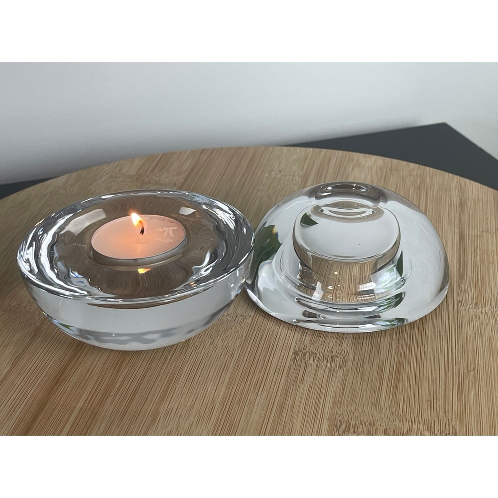 00419 - Set of 2 Clear Glass Tea Light Candle Holders Heavy Bowl Votive Holders‎ - Picture 11 of 11